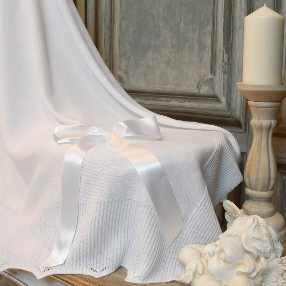 Manta o toquilla de punto en lana fina - Imagen 4