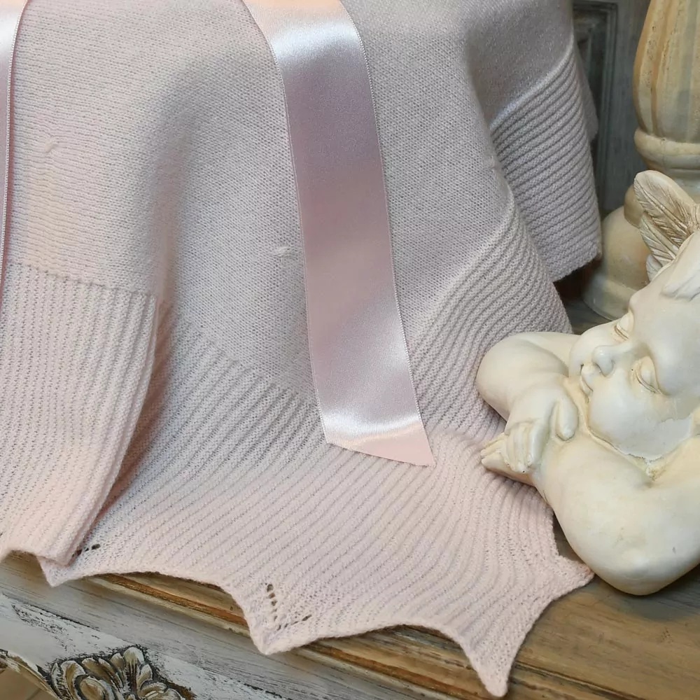 Manta o toquilla de punto en lana fina - Imagen 5