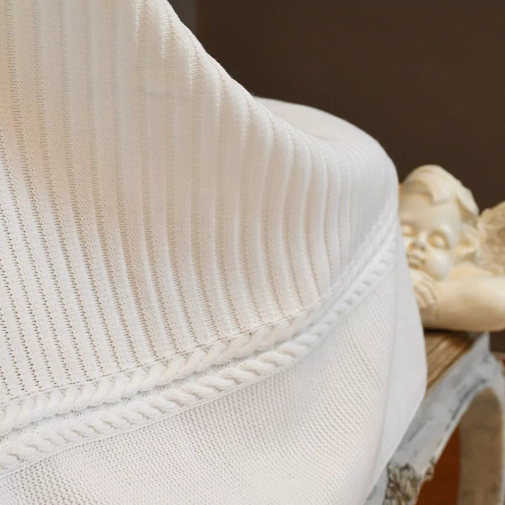 Manta de bebé, toquilla de lana fina en punto de canalé - Imagen 2