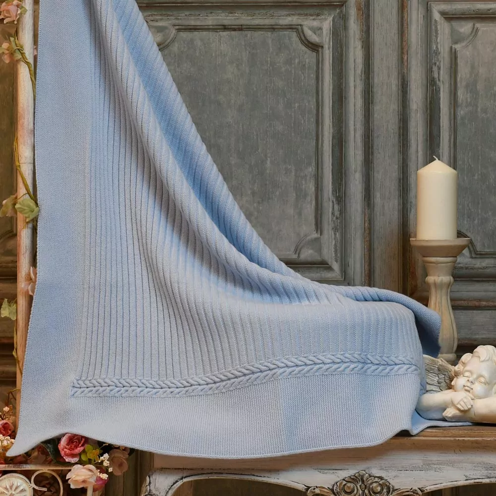 Manta bebé, toquilla de lana fina en punto de canalé