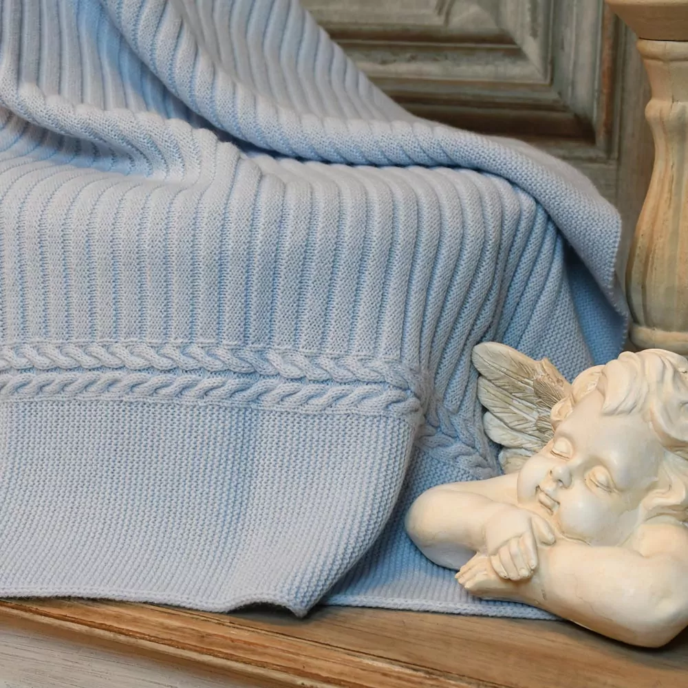 Manta bebé, toquilla de lana fina en punto de canalé - Imagen 4