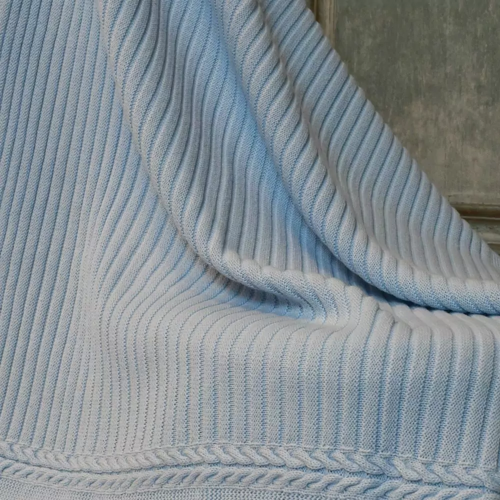 Manta bebé, toquilla de lana fina en punto de canalé - Imagen 3