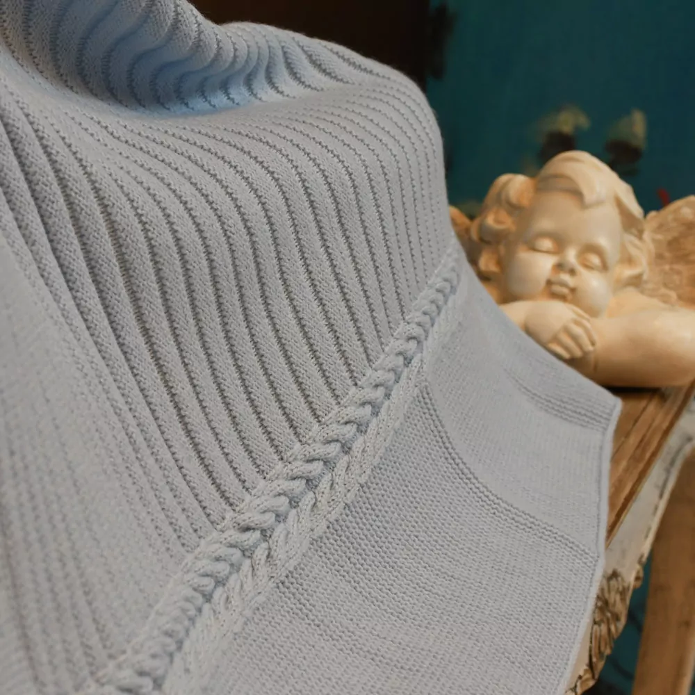 Manta bebé, toquilla de lana fina en punto de canalé - Imagen 2