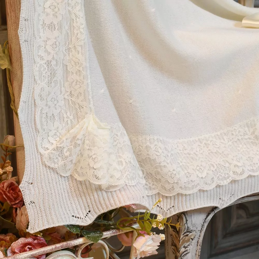 Manta bebé, toquilla en punto fino - Imagen 4