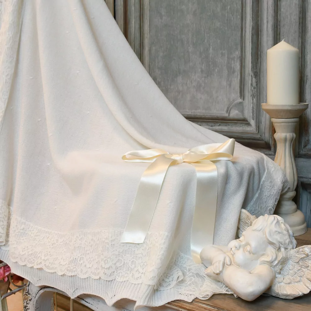 Manta bebé, toquilla en punto fino - Imagen 2